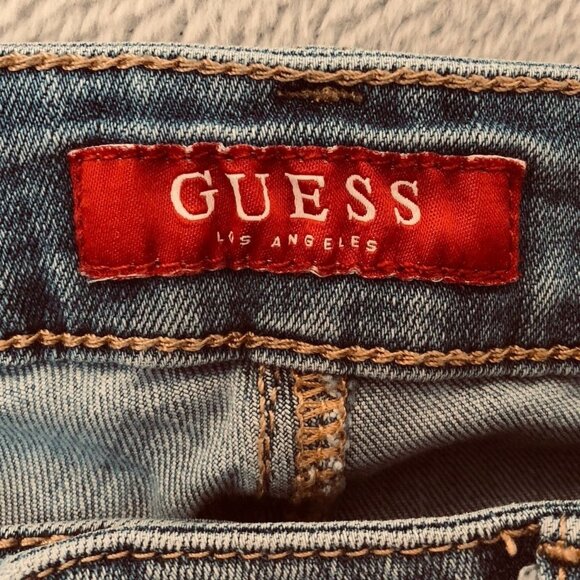 Guess Women's Jeans Size 29 Skinny Frayed Hem Ankle Casual Blue Denim Light Wash - Picture 8 of 13